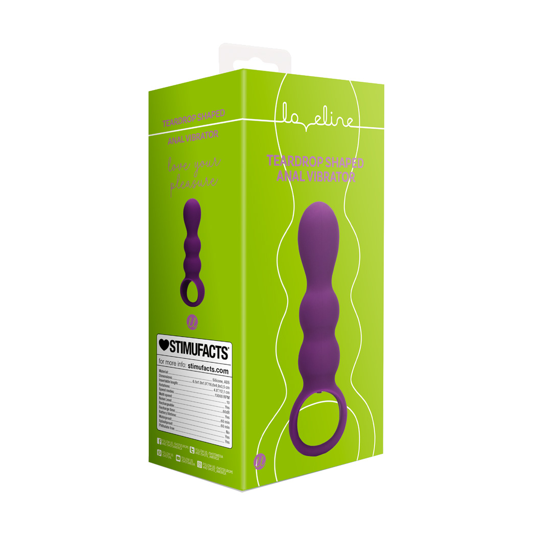 Анальний вібратор Loveline Teardrop Shaped Anal Vibrator фіолетовий, 1 шт